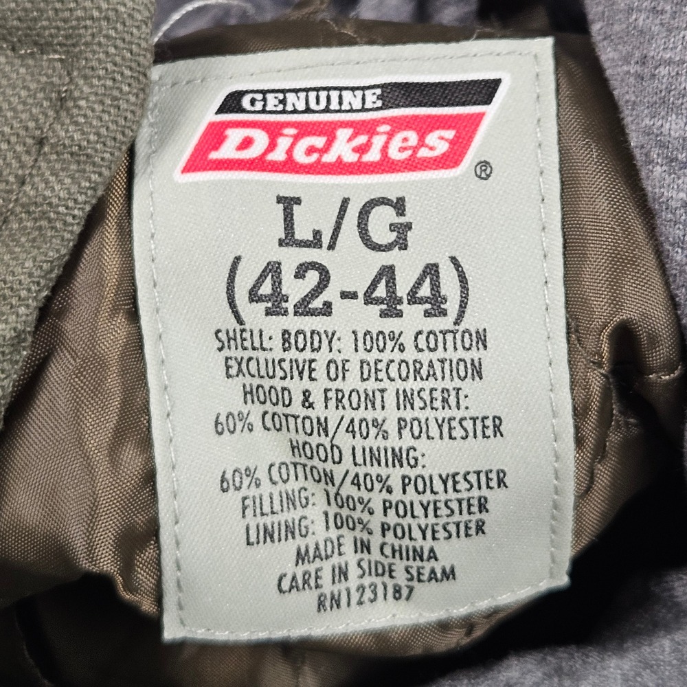 Dickies Hooded Canvas Jacket Mens Large Green Jeep Trail Rated USA Patches - Picture 3 of 9